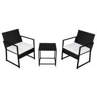 us warehouse single 2pcs coffee table 1pc exposed flat chair three piece set black outdoor furniture set