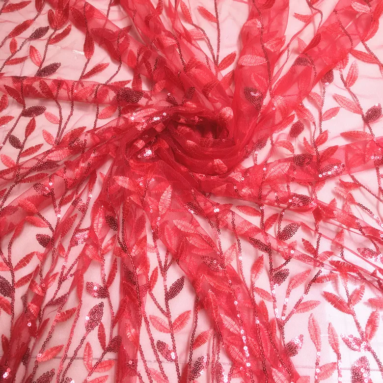 Красное шампанское золото черное синее Блестящее дерево листья вышитые кружева