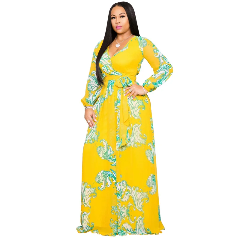 Женское шифоновое платье с принтом Kakan длинное пляжное большого размера в