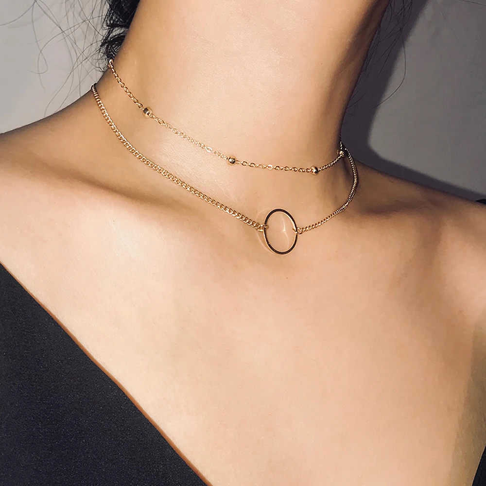 Women Fashion Simple and Generous Geometric Neck Chain Multilayer Necklace Jewelry Accessories Gift Vintage wholesale | Украшения и