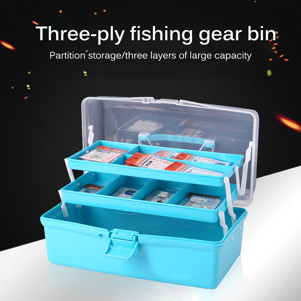 

Fishing Box For Baits Three-Layer Design Plastic Lure Boxes Fly Fishing Tackle Storage Box Supplies Accessories High Strength