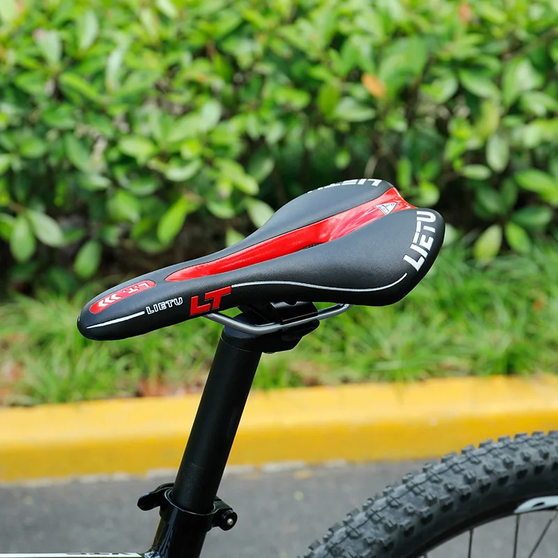 

New Bicycle Saddle For Mountain Road Bike Seat Imitation PU Leather Hollow-out Design Ergonomics Comfortable Cycling Saddle