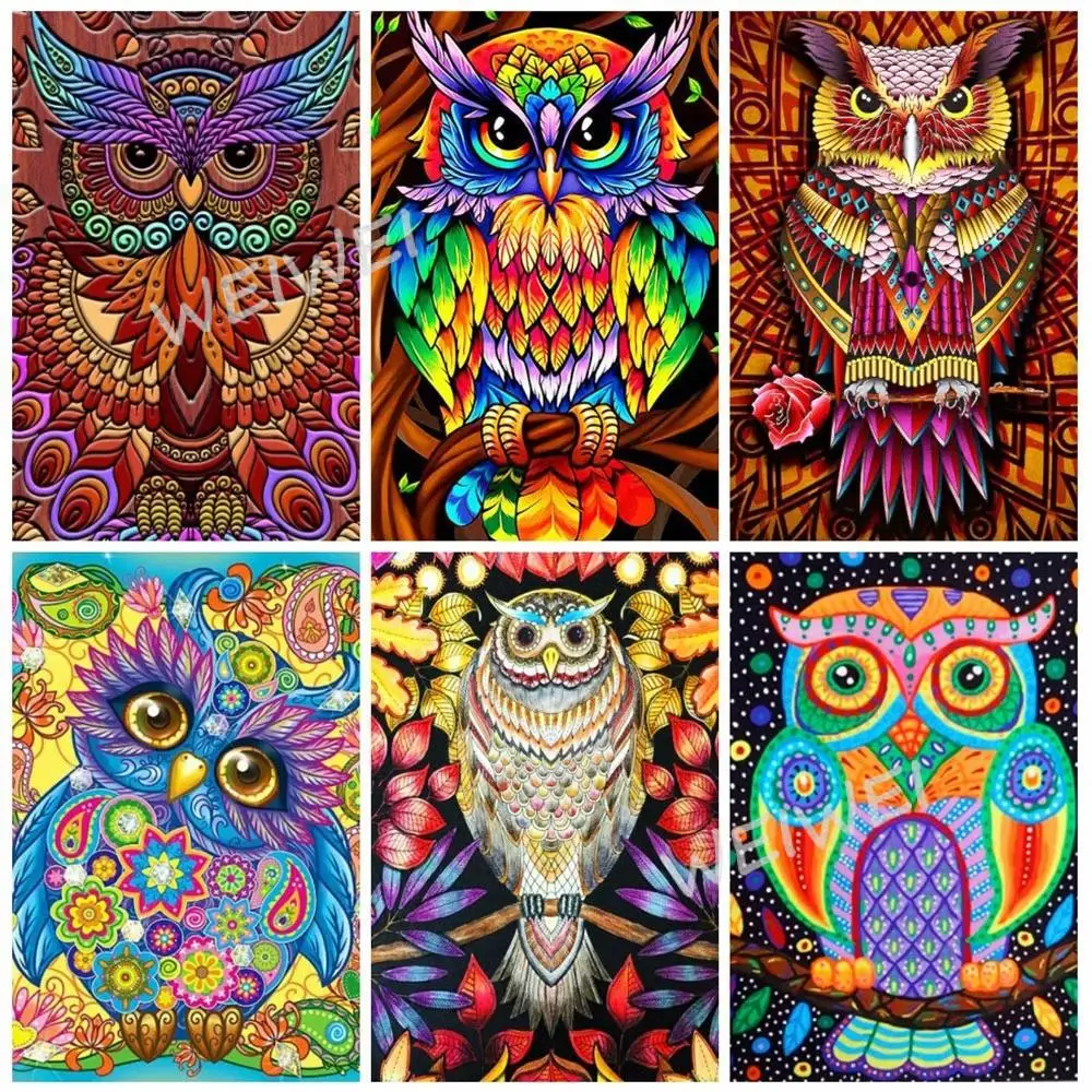 

5D Diy Square Round Diamond Painting Colorful Owl Diamond Embroidery New Cartoon Animal Mosaic Handmade Art Home Decoration