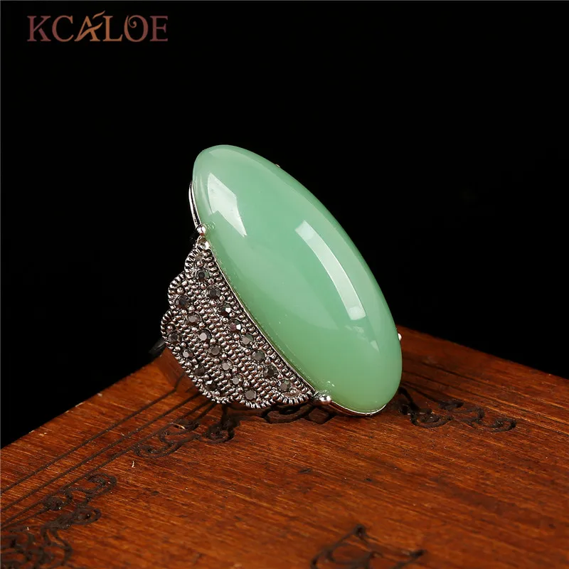 KCALOE, античное серебряное кольцо с Зелеными камнями, красный оникс, желтый натуральный камень, кольца, черные стразы, Винтажные Ювелирные Изделия