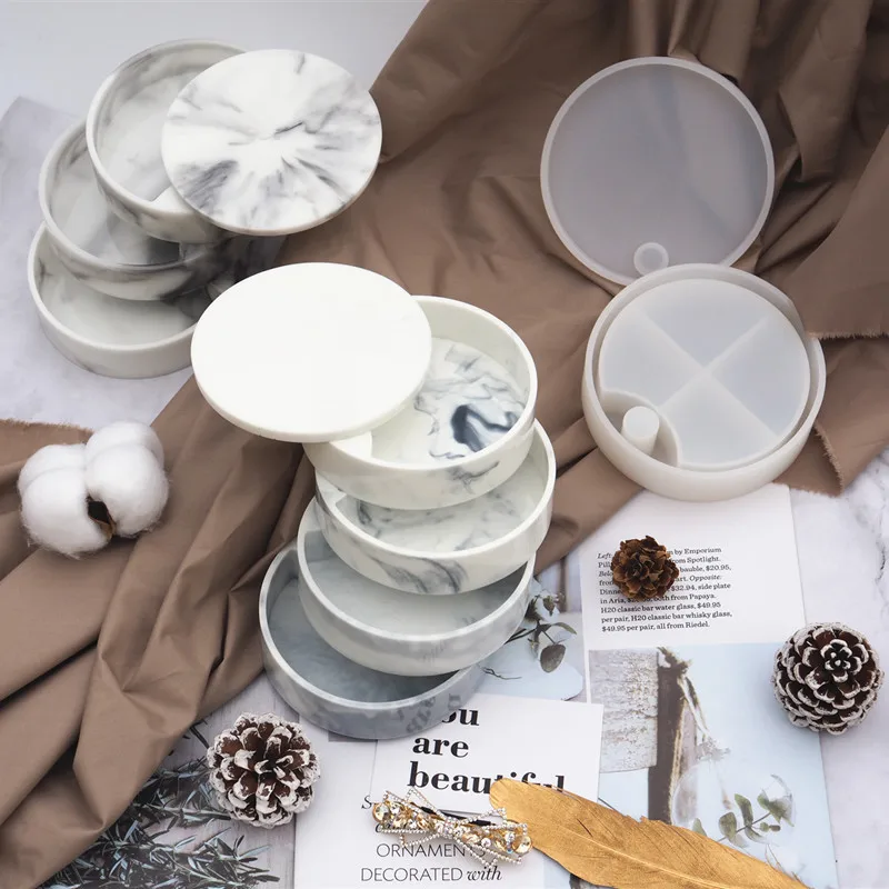 

Вращающаяся коробка для хранения косметики, силиконовая форма, круглый органайзер для косметики, хранение ювелирных изделий, модная Самостоятельная коробка, искусство смолы