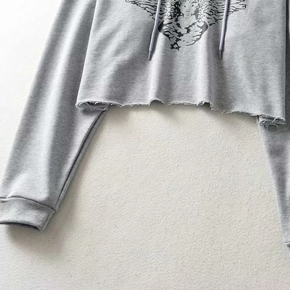 

Casual Pullover Best Quality Custom Women Slogan Print Drawstring Detail Hooded Hoodie