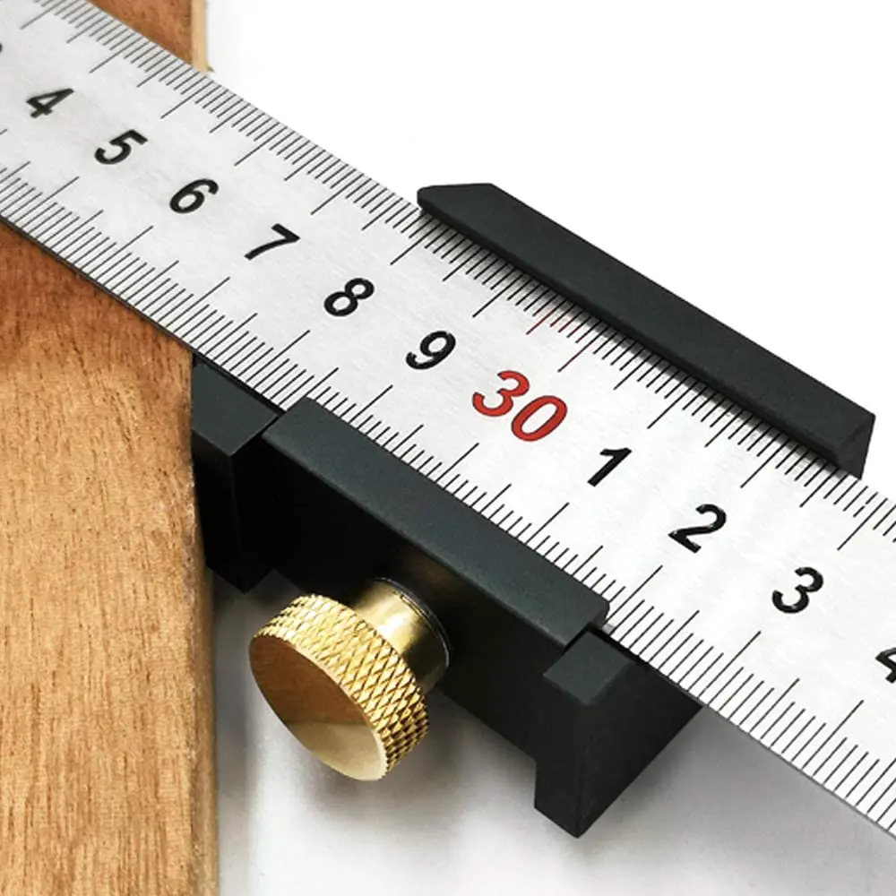 

HOT-Steel Ruler Positioning Block Linear Positioner DIY Measuring Tool Fixed Steel Ruler Woodworking Positioner Tool