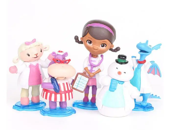 5pcs/set 5-8cm Doc McStuffins Doctor Friends Girls & Dragon & Sheep & Hippo 5-8cm Action Figure Toys Girls Dolls Gifts