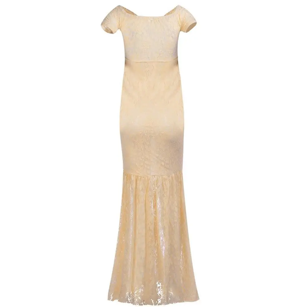 Платье макси для беременных с коротким рукавом и открытыми плечами| |