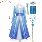 Платье принцессы Эльзы для девочек, карнавальное, с длинным рукавом