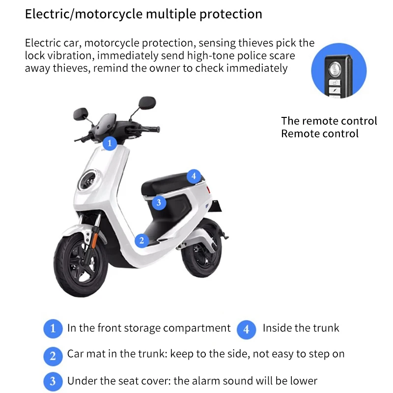 

Portable Bicycle /Motorcycle Alarm Intelligent Anti-Theft Alarm Wireless Remote Control Alarms Sensor Adjustable Sensitivity