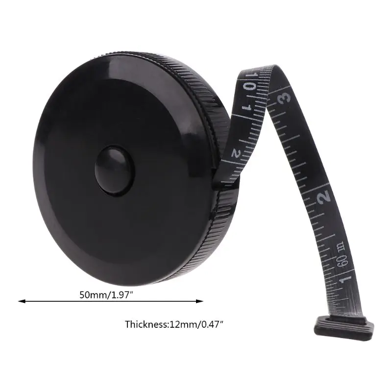 

1.5m/60inch Black Tape Measures Dual Sided Retractable Tools Automatic ABS Flexible Mini Sewing Measuring Tape