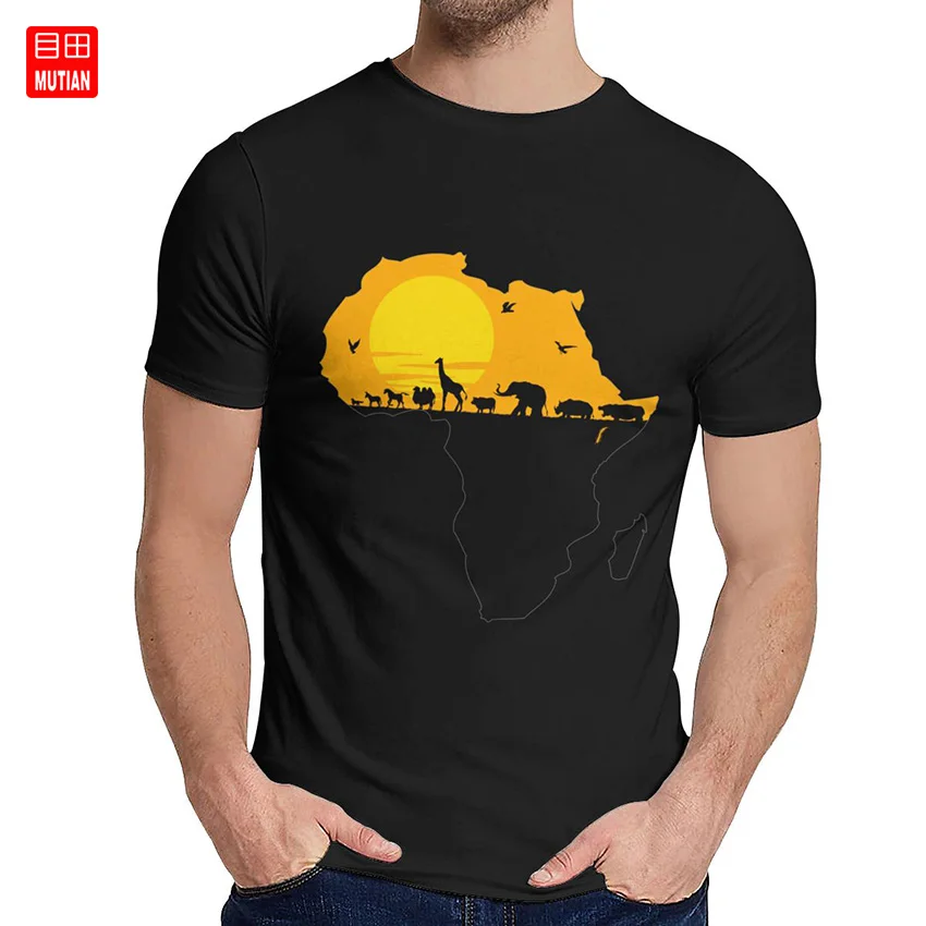 Для мужчин футболка Африка дикая природа животное Savannah качественная хлопковая