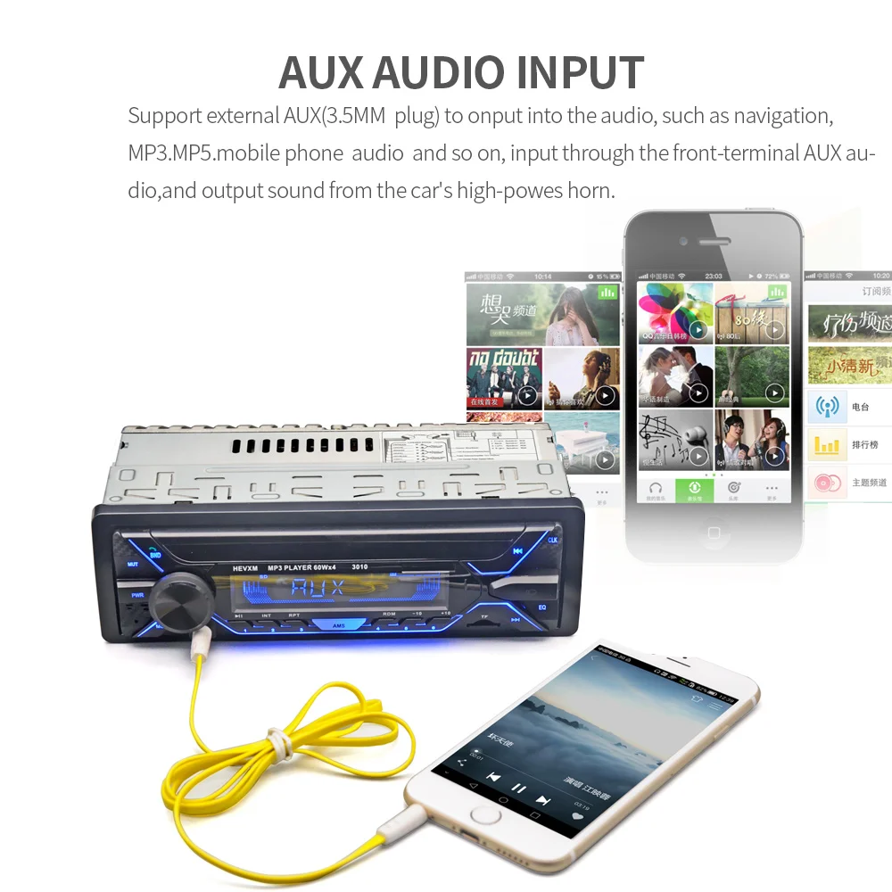 Автомагнитола, Автомобильный MP3-плеер, Bluetooth, Автомобильный mp3 музыкальный радио, 7 цветов на выбор, MP3 автомобиль