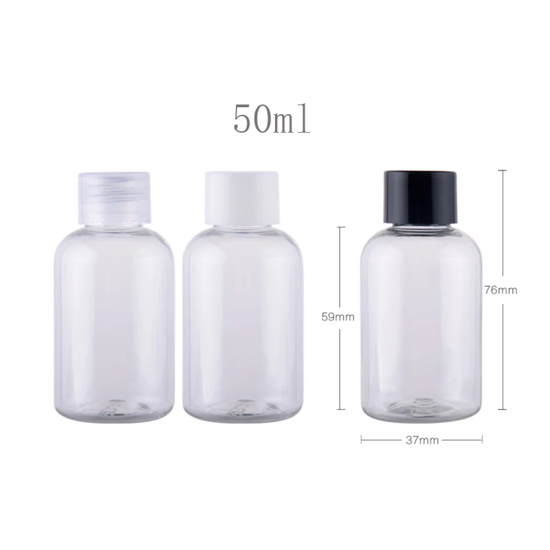 

Пустая прозрачная Косметическая пластиковая бутылка с винтовой крышкой для личной гигиены, контейнер для жидких домашних животных, 50 мл X 50 ...