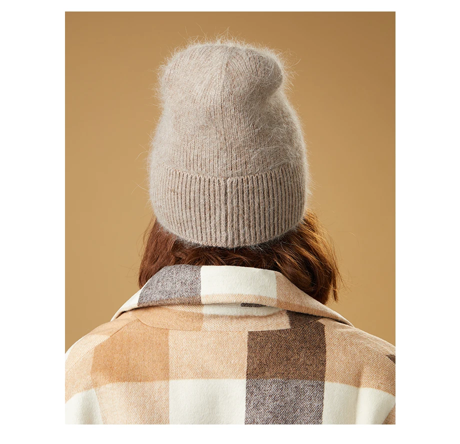 Вязаные шапки, зимние женские шапки, теплые шапки Skullies Beanies, высококачественные женские шапки из кроличьей шерсти, женская шапка