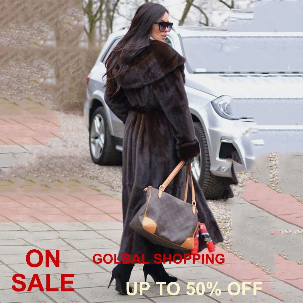 TOPFUR 2021 New Arrival Real Fur Natural Mink Fur Elegant Female Coats Long Thick Warm Winter Coat Woman Top Fashion Street Wear