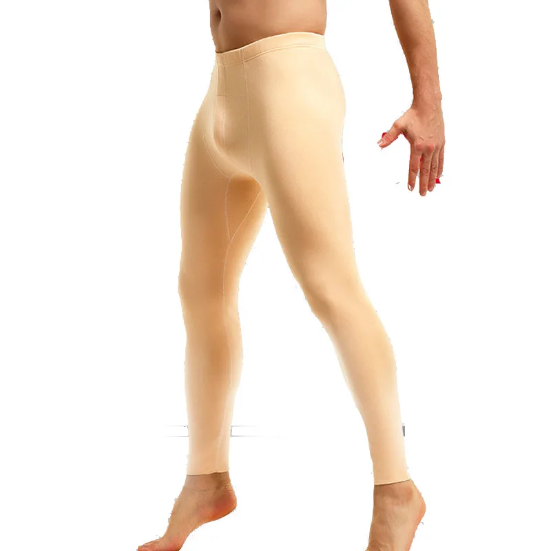 Men Long Johns Autumn Winter Men Seamless Thermal Underwear Man Sexy U Convex Leggings Male Warm Plus Velvet Lounge Long Pants