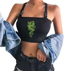 Летний женский укороченный топ, блузка, сексуальный топ с открытой спиной, перекрестной спиной и светоотражающей пряжкой, женская мода, жилет с принтом дракона, куртка 2020