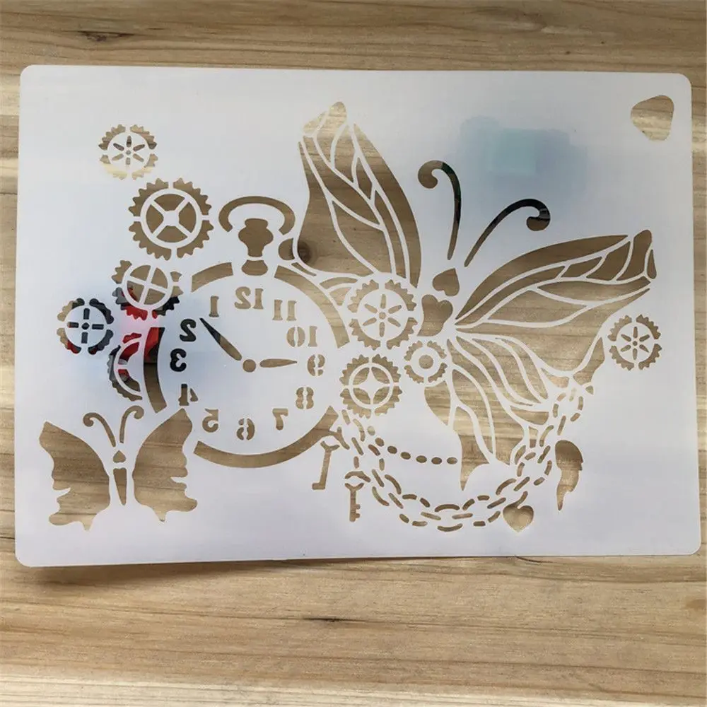 1 шт. милые часы Бабочка многоразовый трафарет для DIY штампованная скрапбукинга