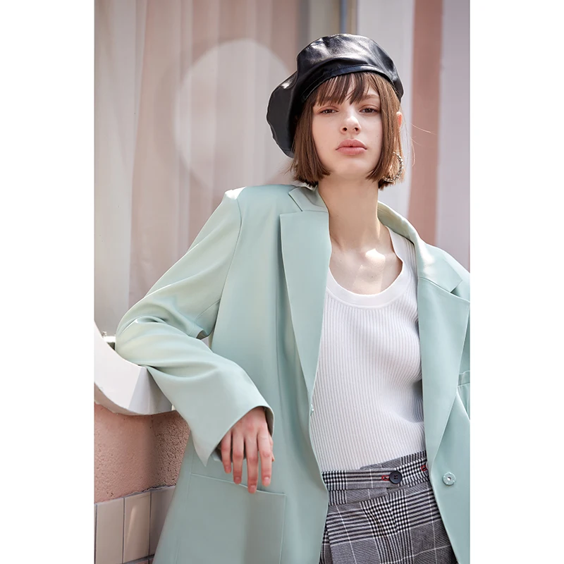 Женский блейзер AEL свободный однотонный пиджак с длинным рукавом повседневная