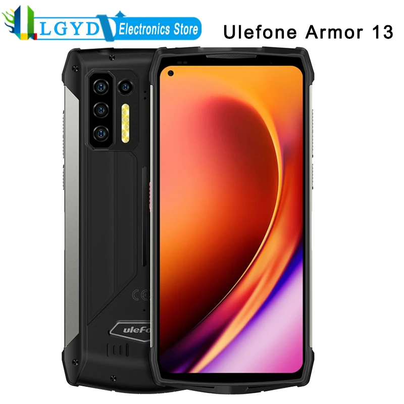 Ulefone Armor 13 Rugged Phone, 8GB+256GB Infrared Distance Measure IP68 Waterproof 13200mAh Android 11 MTK Helio G95 Octa Core
