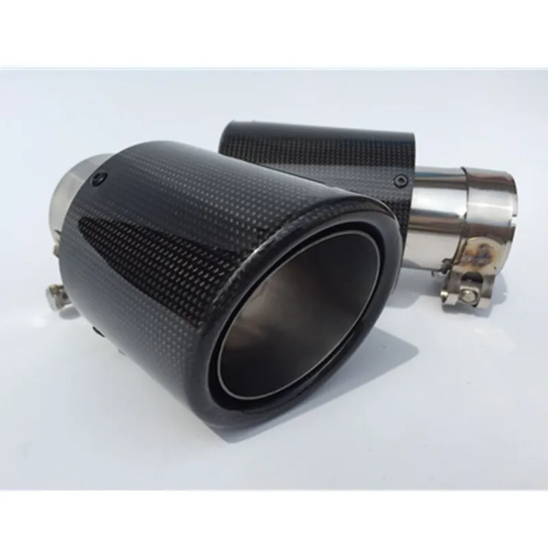 1 пара автомобиля Глянец углеродного волокна глушитель выхлопной Системы труба