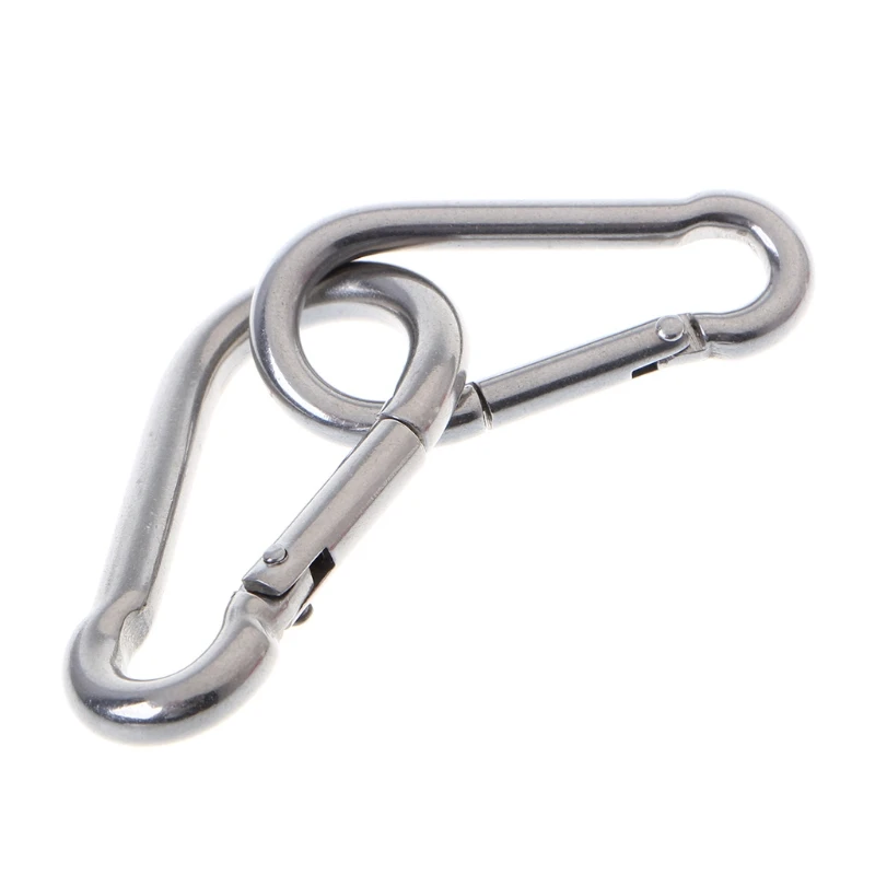 

10pcs 304 Stainless Steel Spring Snap Hook Carabiner Chain Buckle Heavy Duty Clips for Camping Fishing Hiking