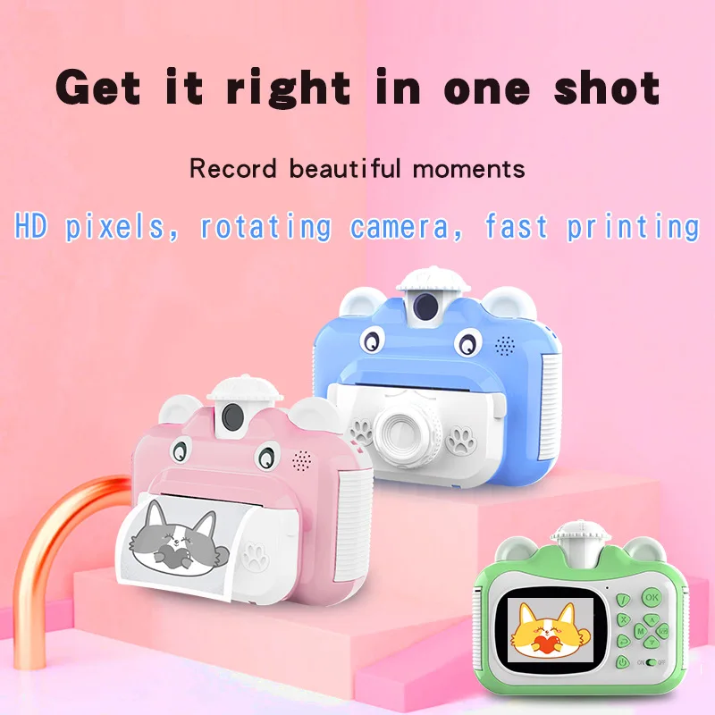 1080P Hd Children Camera Instant Print Camera for Kids Polaroid Camera with Thermal Photo Paper Toys Camera for Birthday Gifts