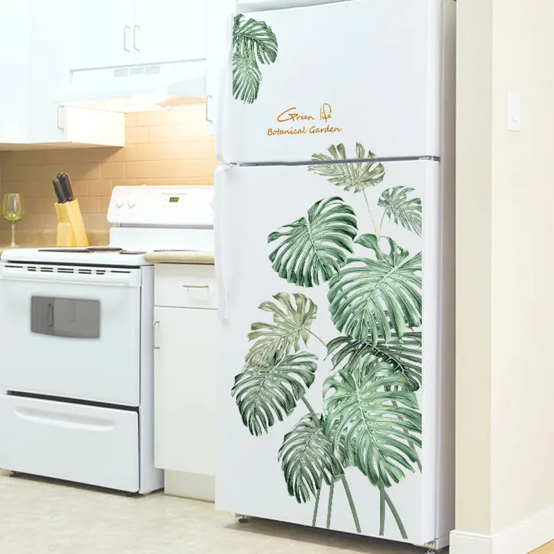 

Tropical Green Plants Wall Sticker for Bedroom Living Room Decor 3D Tile Stickers Vinyl Wall Decals Wallpaper Home Decoration