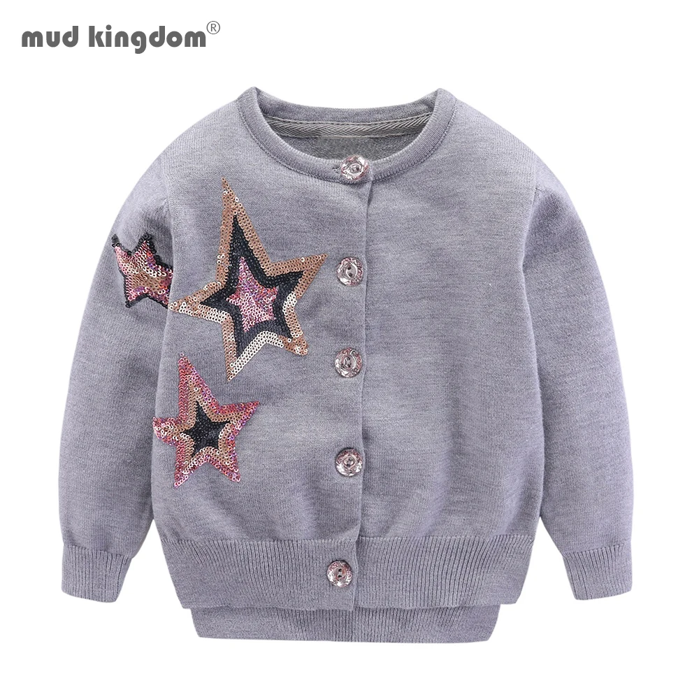 

Mudkingdom Little Girls Cardigan Sweater Sparkly Sequins Cute Stars Children Tops Spring