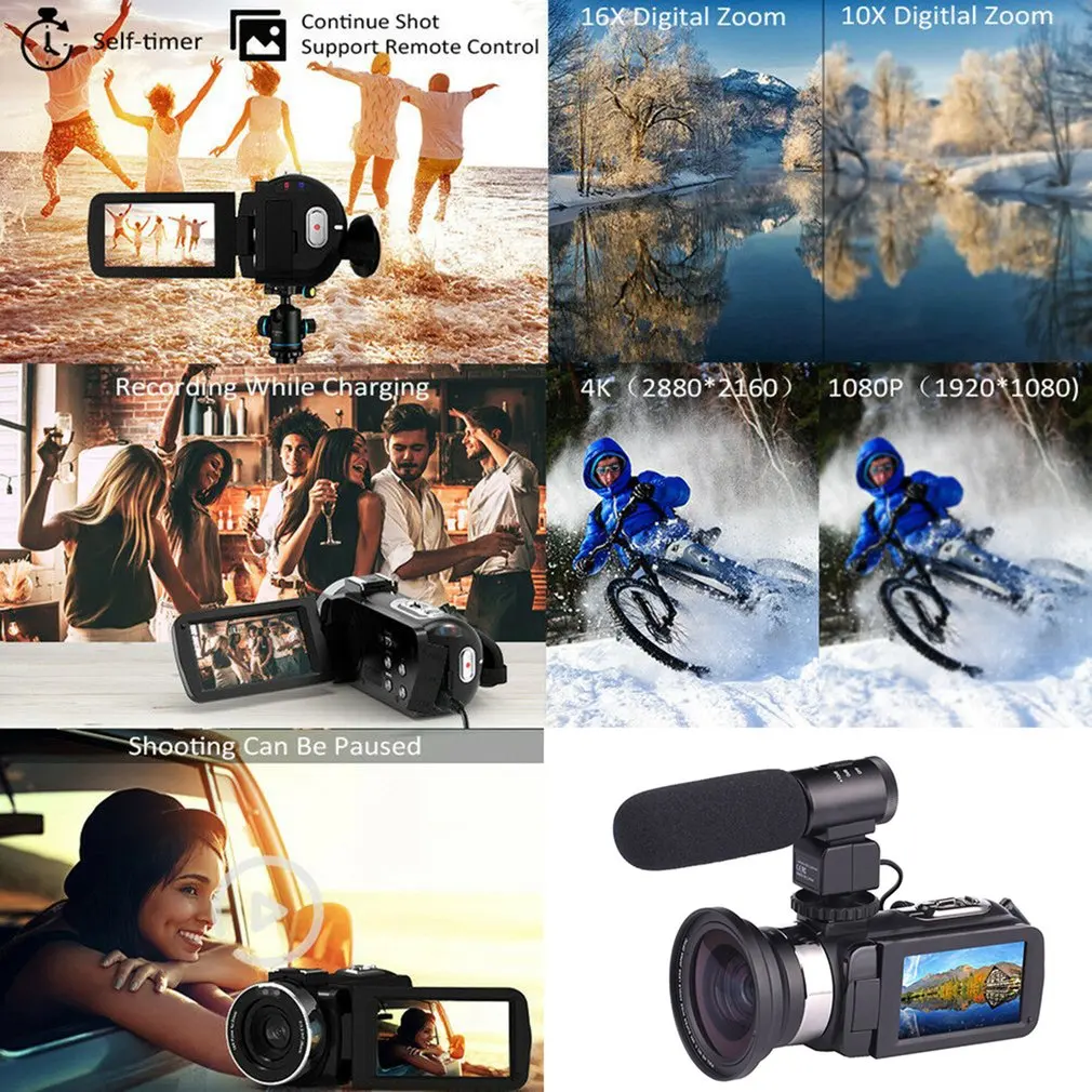 

V4K digital camera night 30MP DV WIFI touch screen infrared fill light Camcorder Recorder