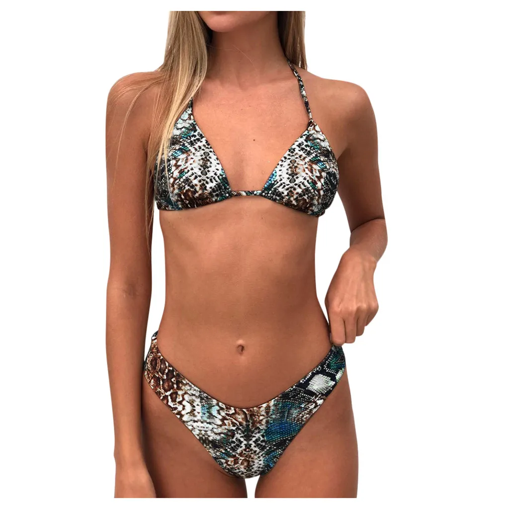 Женский купальник Леопардовый Гавайский принт пуш ап сексуальный бикини набор