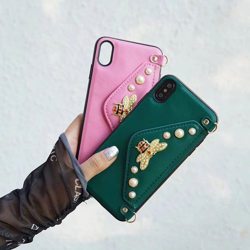 Роскошный чехол кошелек для iPhone 11Pro Max XS XR X 7 8 Plus SE с ремешком на
