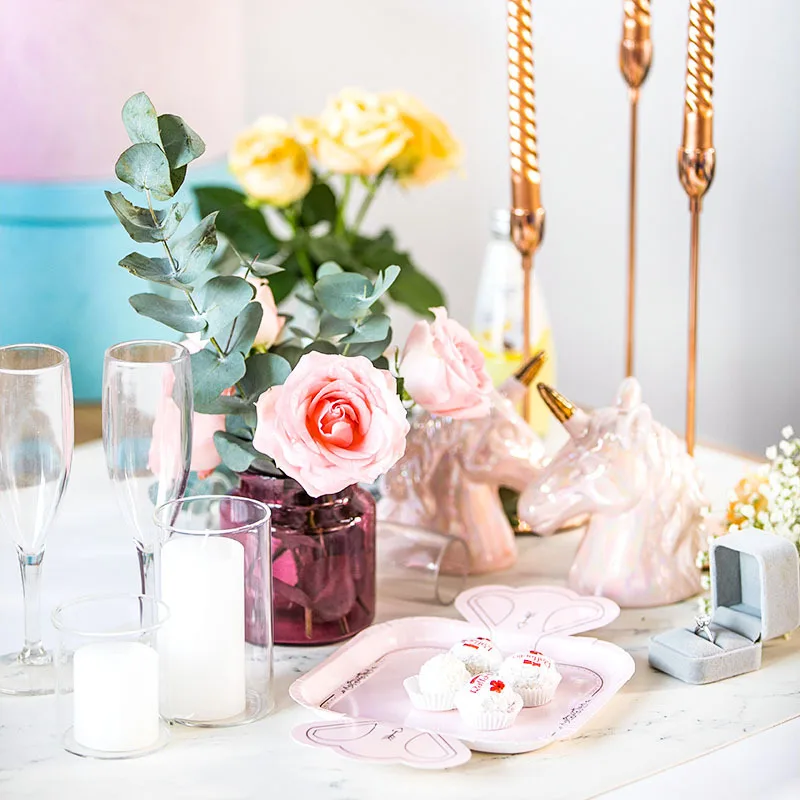8 шт. 7 дюймовые бумажные тарелки в форме конфет Розовые Вечерние принадлежности