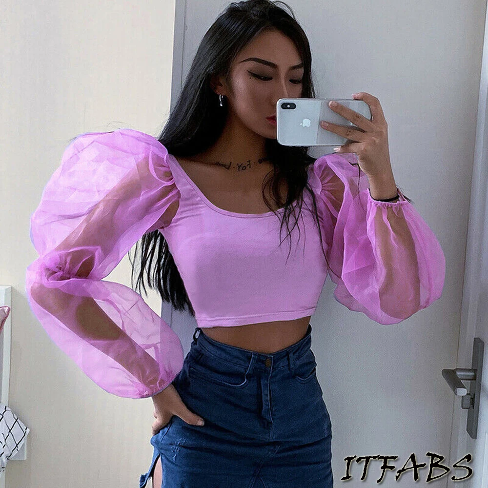 Женские облегающие повседневные Обрезанные Топы с глубоким вырезом рубашки