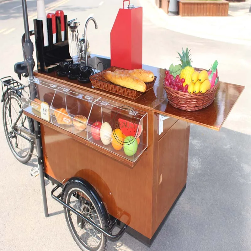 Electric Coffee Retail Tricycle Mobile Cargo Bike with Water Sink Factory Price Food Cart |