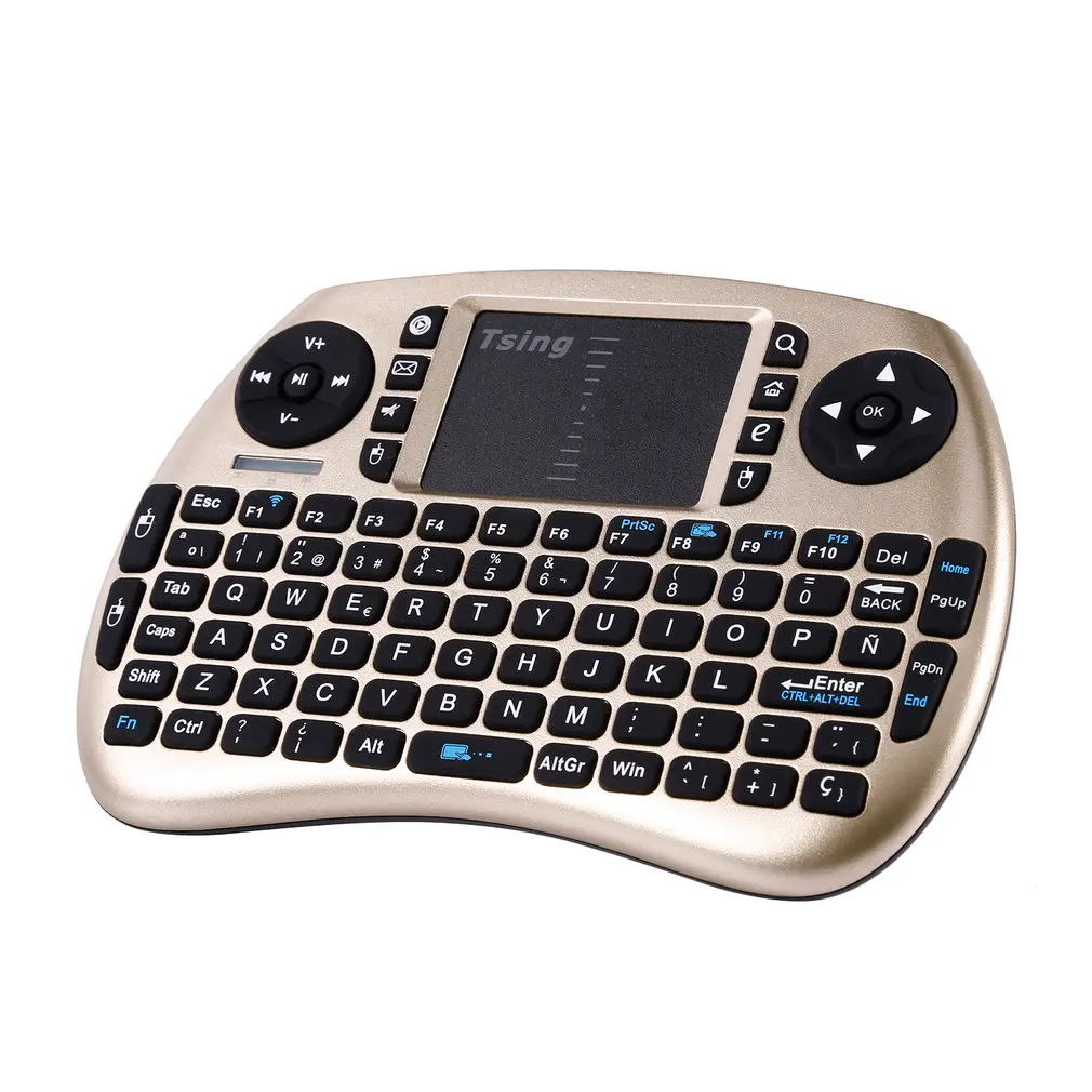 

Портативная ручная беспроводная клавиатура с сенсорной панелью, мультимедийная клавиатура для ТВ-приставки, медиа-приставки, ТВ, ПК, ноутбука для Raspberry PI, PS3, французский, испанский