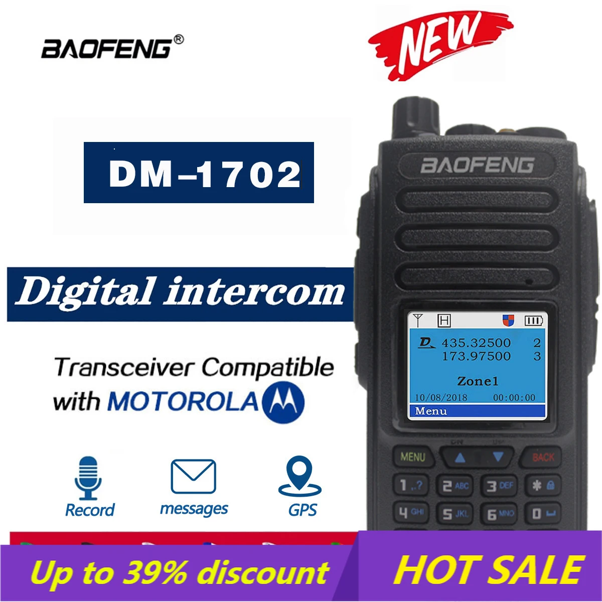 

2021 Baofeng DM1701/DM-1702 GPS иди и болтай Walkie Talkie “иди и Dual Time Slot DMR цифровой/аналоговый DMR повторитель обновление DM-1801 DM-1701 радио
