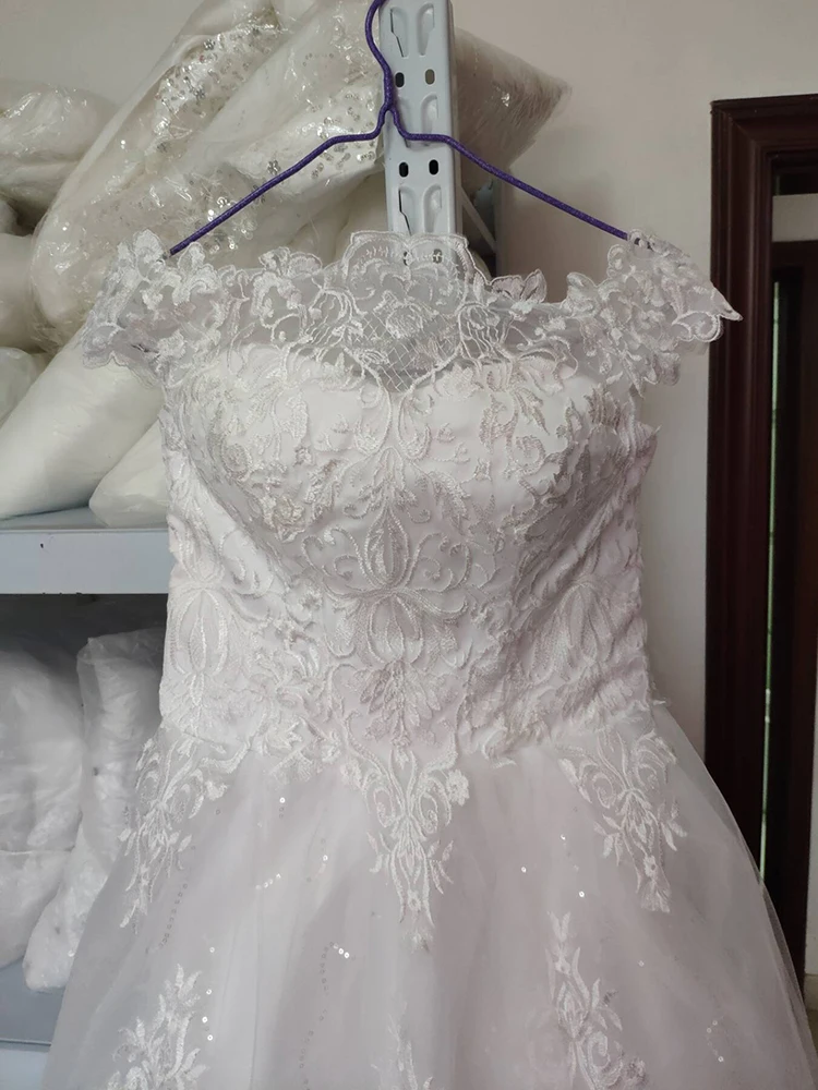 Fansmile/Новое винтажное бальное платье Vestidos de Novia, Тюлевое свадебное платье, Качественное кружевное свадебное платье принцессы FSM-017F/T