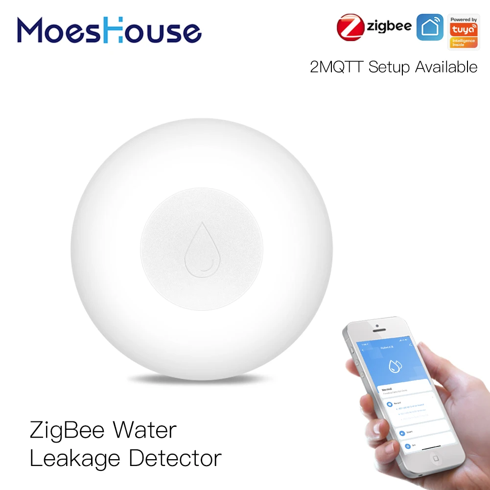 Датчик утечки воды ZigBee, датчик с полным оповещением о переполнении резервуара, охранная сигнализация, умное управление через приложение - изображение