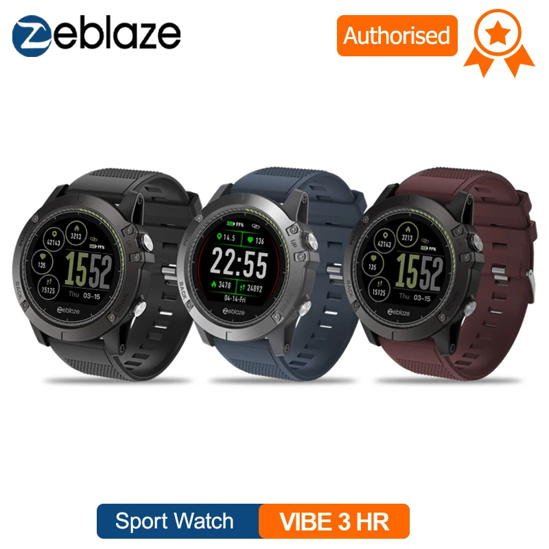 Мужские умные часы Zeblaze VIBE 3 HR спортивные водонепроницаемые с цветным дисплеем