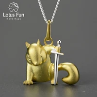 lotus fun cute squirrel pendant real 925 sterling silver animal choker necklaces for women original fashion jewelry 2021 trend
