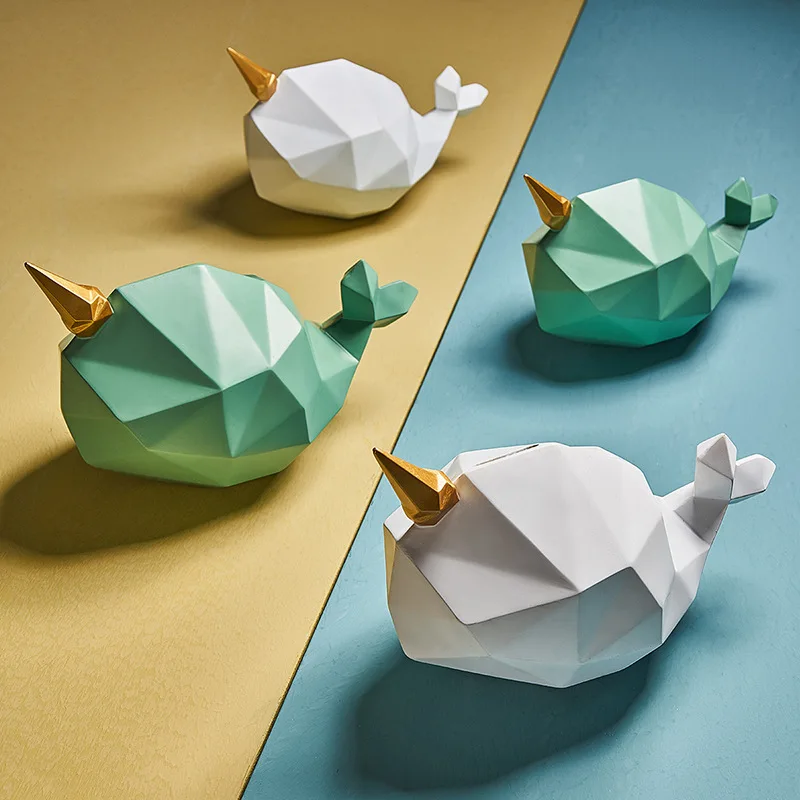 Копилка в скандинавском стиле с геометрическим рисунком Кита домашнее украшение