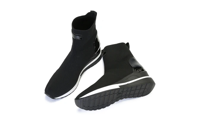 New Knitted Shoes Women High Top Women's Sock Sneakers Spring Women Knit Breathable Shoes Female Platform 6CM