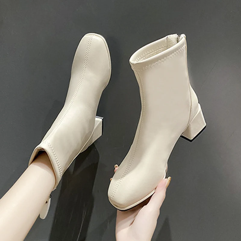 

Повседневная обувь из искусственной кожи на платформе, женские ботильоны на молнии, женские осенние ботинки с круглым носком, женская обувь...