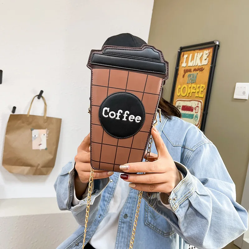

Net red coffee cup chain bag 2021 new Japanese ins personality creative Women messenger cylinder bag female