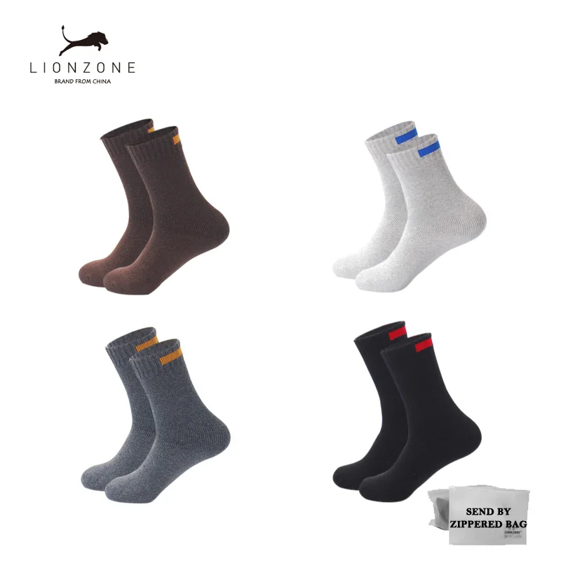 Толстые шерстяные носки мужские деловые повседневные Calcetines Invierno Meias Ho мужские s тканевые вывески дизайн LIONZONE бренд 1 лот = 4 шт - Цвет: SZH2