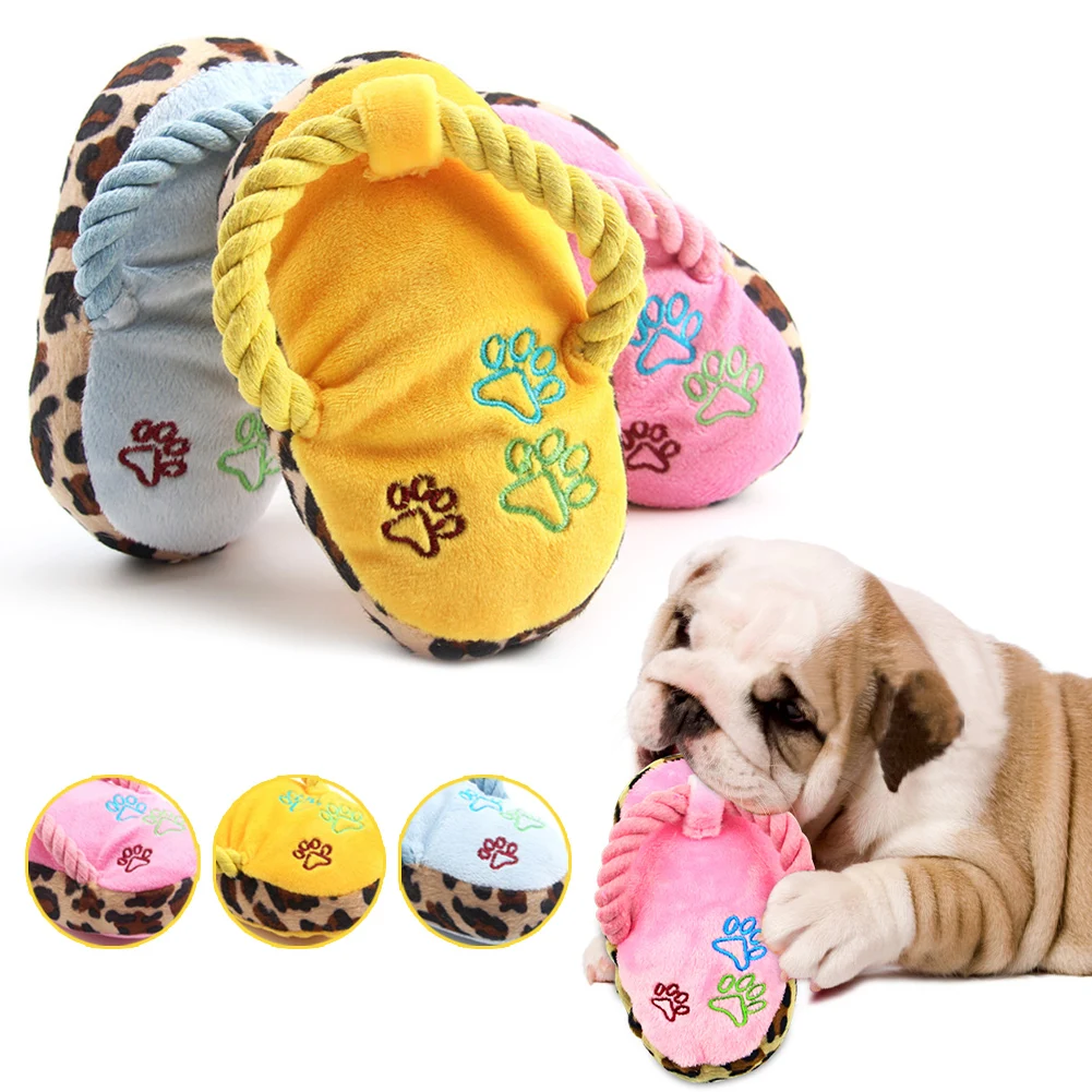 

Dog Toy Pet Chew Play Toy For Pet Cat Puppy Teeth Cleaning Funny Squeaker Toy Dog Squeak Plush Slipper Shaped Squeaking Sound