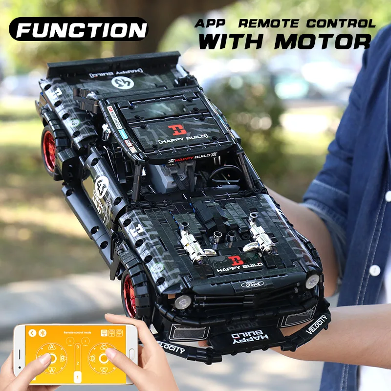 2021 Электрический гоночный автомобиль MOC RC Fords Mustangs Hoonicorns RTR V2 модель строительных